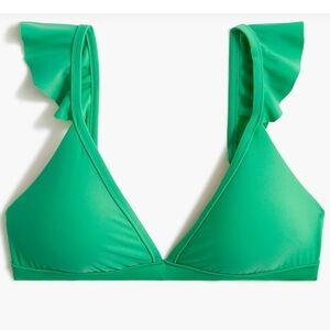 J.Crew Green Ruffled Bikini Top. Size L